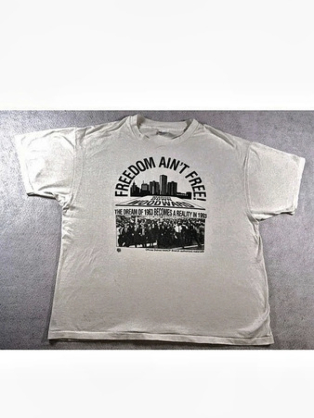 NAACP Freedom Aint Free Detroit March Down Woodward White T Shirt Sz XXL VTG 90s